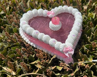 Faux Cake Rose Red Jelly Heart Shaped Cake Lamp
