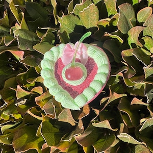 Faux Cake Inspired Heart Shaped Mirror Compact/ Faux Cake Art