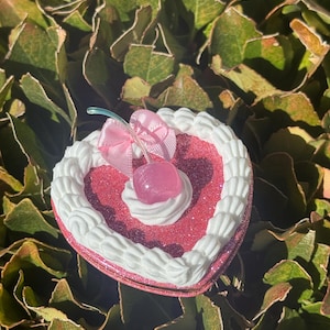Faux Cake Inspired Heart Shaped Mirror Compact/ Faux Cake Art