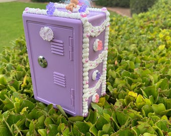 Faux Cake Locker Piggy Bank/ Faux Cake Decor with Trolls theme Pearls, Gummy Bears and a Bow