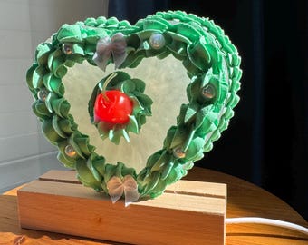 Faux Cake White and Green Jelly Heart Shaped Cake Lamp