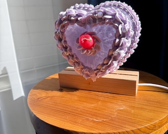 Faux Cake Purple Jelly Heart Shaped Cake Lamp
