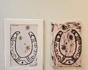 Ręcznie rzeźbiony stempel z ozdobami z proszku złota – Lucky Horseshoe