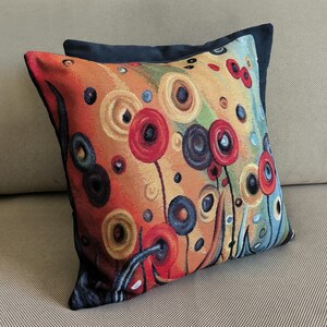 Cuscino arredo fantasia, federa con fiori, copri cuscino ,cucito a mano, cuscino decorativo con fiore, paesaggio astratto