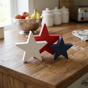 3D Printed Patriotic Stars Set – Red White Blue Americana Decor (4-6 Inch)