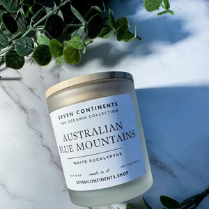 Eucalyptus Soy Candle: Australian Blue Mountains Scent - 6.5 oz