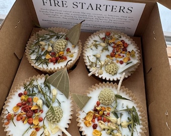 Floral Firestarters: Natural Wax, Eco-Friendly Campfire Starter (4-Pack)