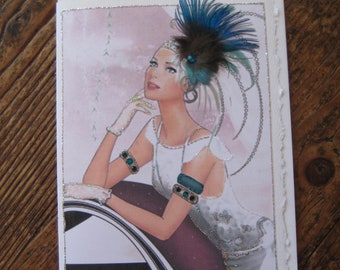 Art Deco Lady "Dreamer" note card