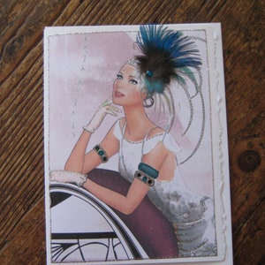 Carte de correspondance Art Déco Dame « Rêveuse »