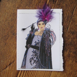 Biglietto d'auguri Art Deco Lady Violette 5x7