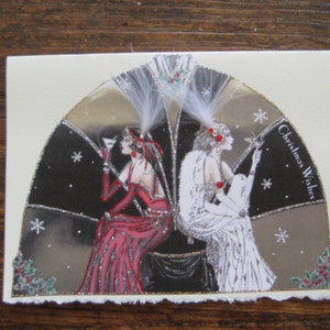 Carte de Noël Art Déco 2 dames de Noël