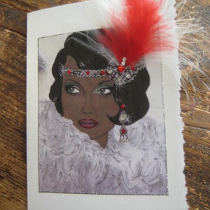 Tarjeta de notas Art Deco AA Beauty in white fur de 5 x 7