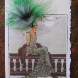 Art Deco &quot;Introspection&quot; fashion print 5x7 note card