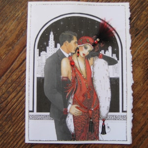 Art Deco Holiday Couple 5x7 note card