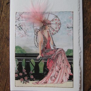 Carte de mode Art Déco 5x7 « Demure »