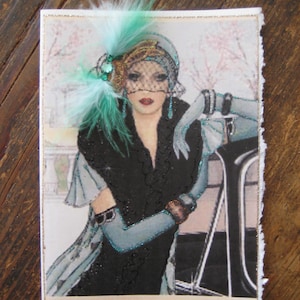 Karta z nadrukiem w stylu Art Deco Fashion "Zielony Sen"