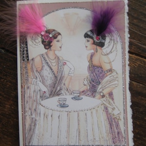 Art Deco Ladies &quot;Tea Party&quot; note card