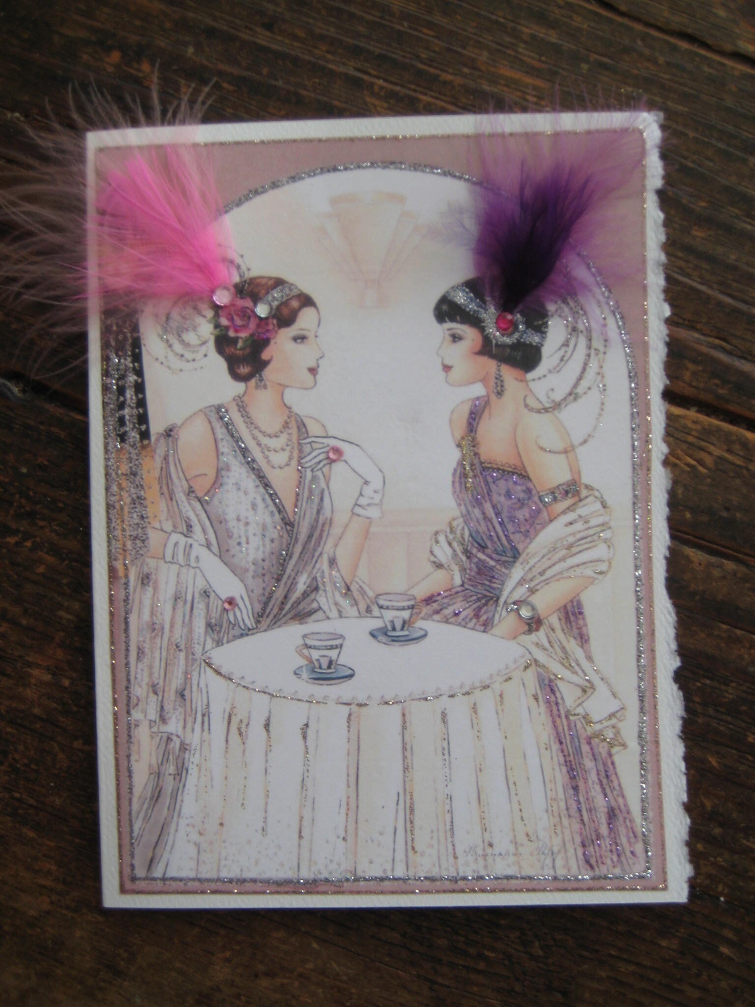 Art Deco Ladies tea Party Note Card - Etsy