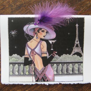 Purple Paris Art Deco card