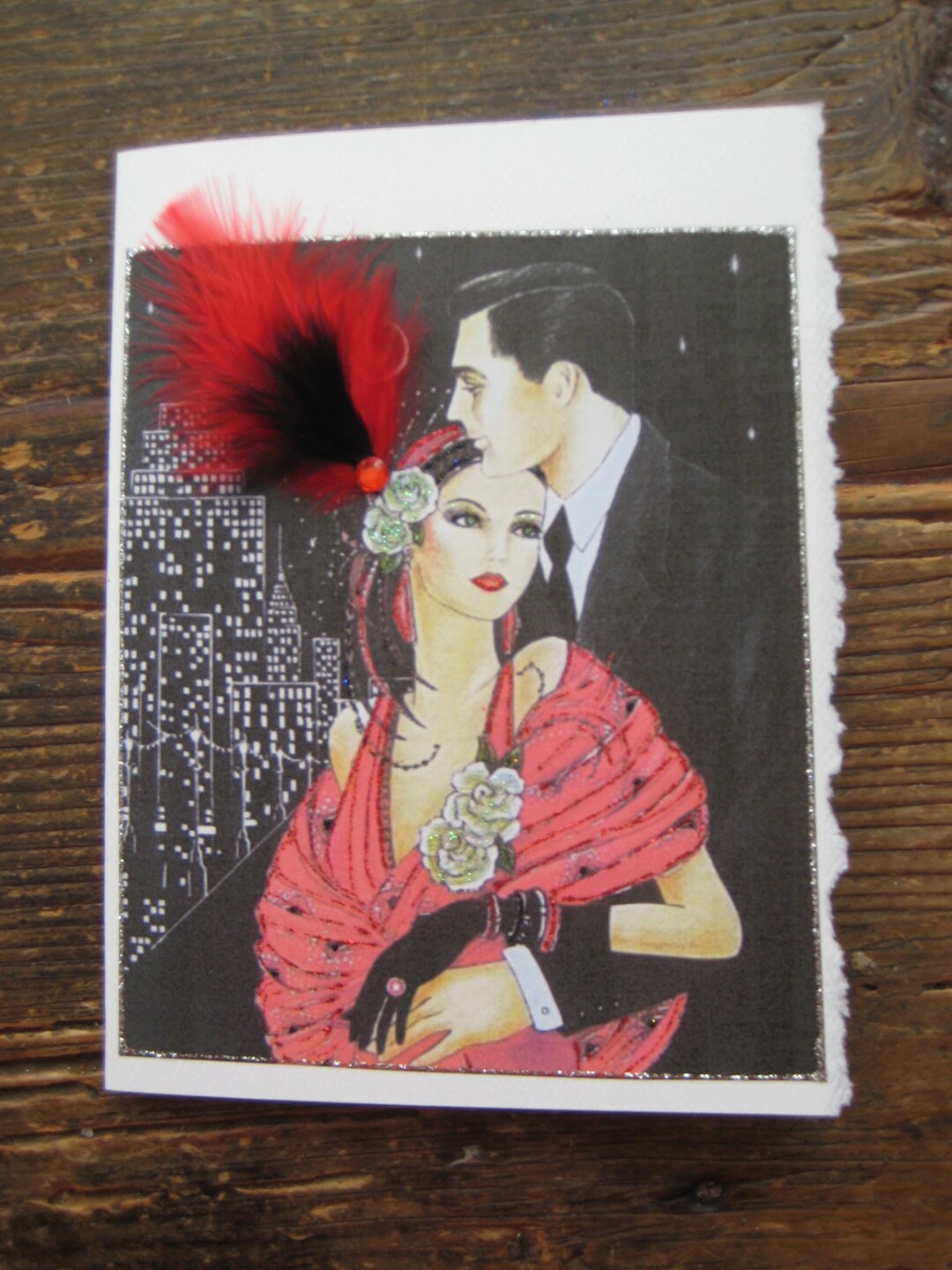 Art Deco Couple"city Lights" Note Card - Etsy UK