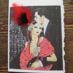 Art Deco paar "City Lights" notitiekaart