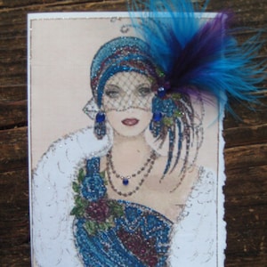 Art Déco Fashion Lady « Beau bleu » carte de mode