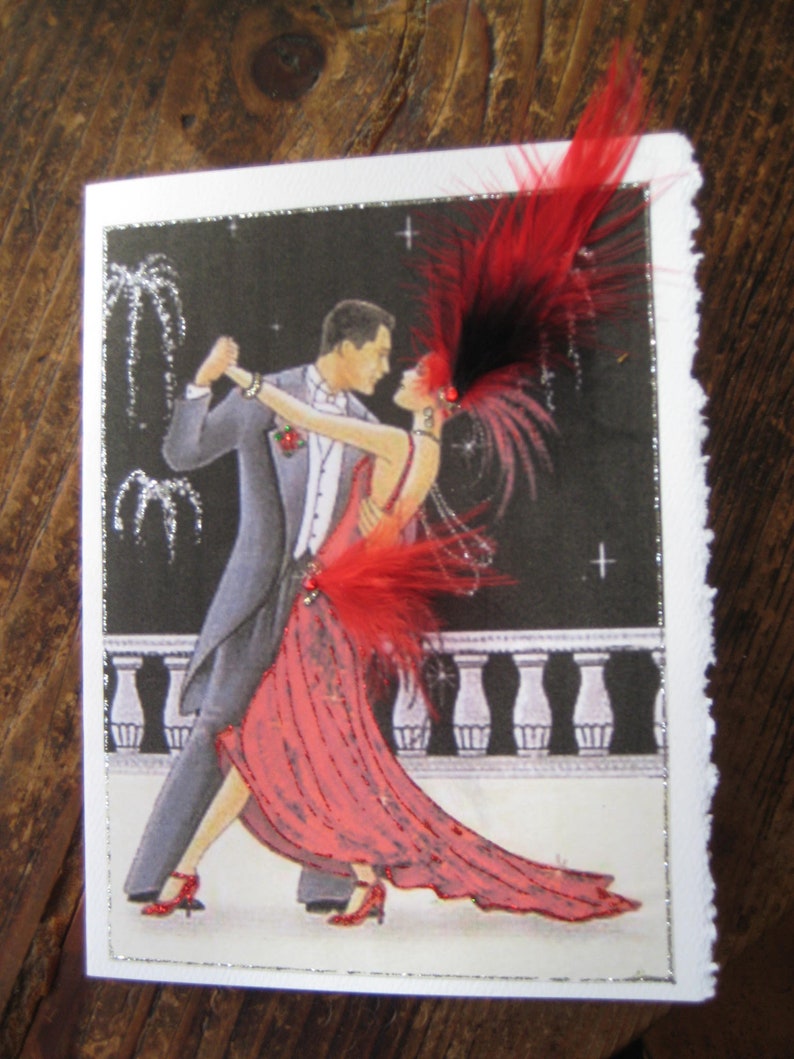 Art Deco Couple enchante Note Card - Etsy