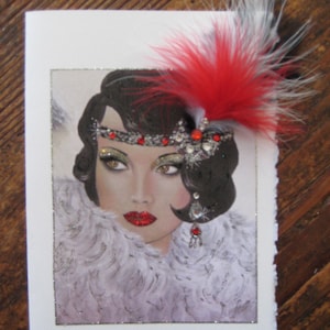 Tarjeta Art Decó de 5 x 7 "Belleza en piel blanca"