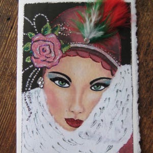 Carte de mode Art Déco « Fourrure blanche »