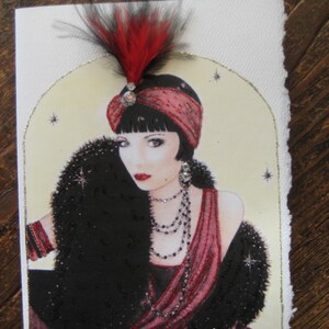 Art Deco lady "Vixen" note card