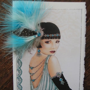 Art Deco "Lady in Turquoise" fashion card