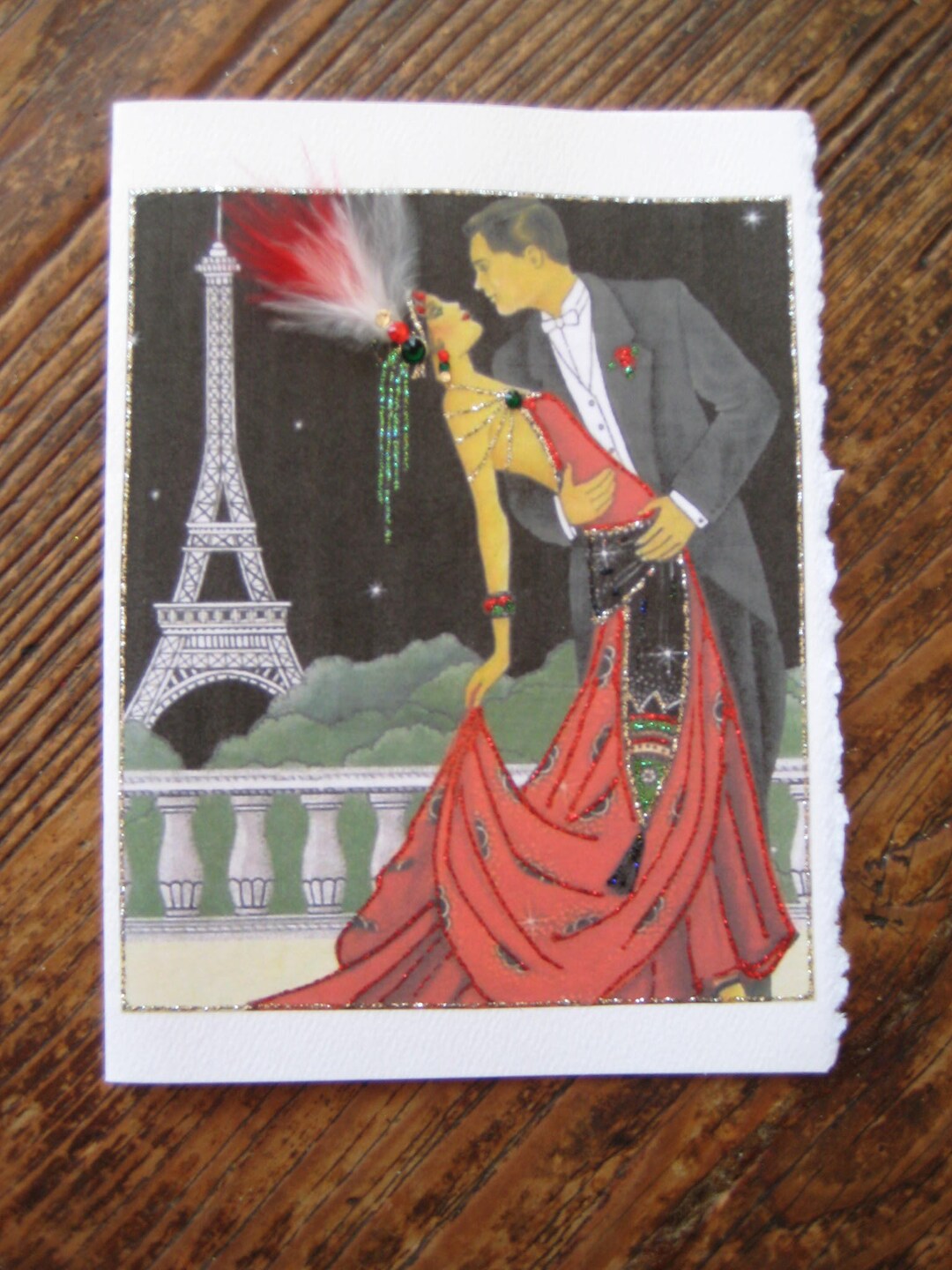 Art Deco Couple "ah Paris" 5x7 Note Card - Etsy