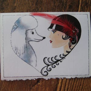 Art Deco &quot;Puppy Love&quot; 5x7 note card