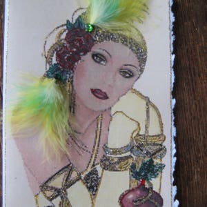 Art Deco "yellow Fever" lady note card