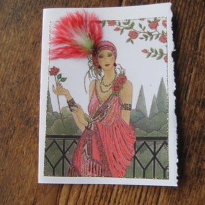 Tarjeta Art Decó "Lady Rose" de 5 x 7 pulgadas