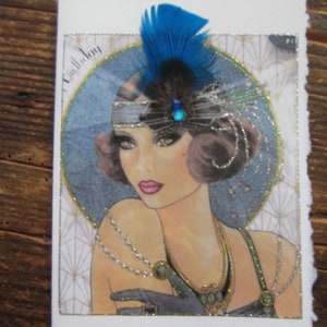 Carton de correspondance Art déco 5 x 7 « Paon Flapper »