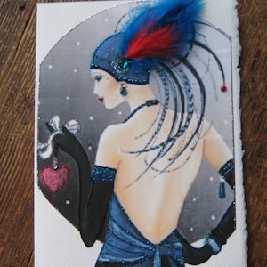 Art Deco "Heart in Hand" 5x7 notecard