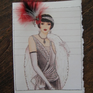 Art Deco Lady&#39;Siver Fox&quot; note card