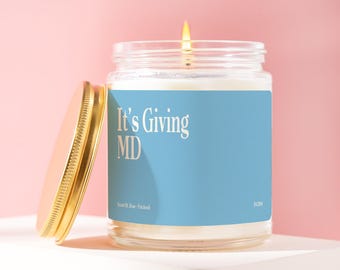 MD Candle, Funny Doctor Gift, New MD Graduate, Med School Grad, MD Degree Candle, Doctor Student Match Day Graduation Birthday Bday B1288