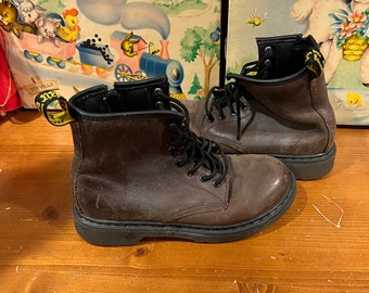 Kids 3 Brown Leather Doc Marten Boots