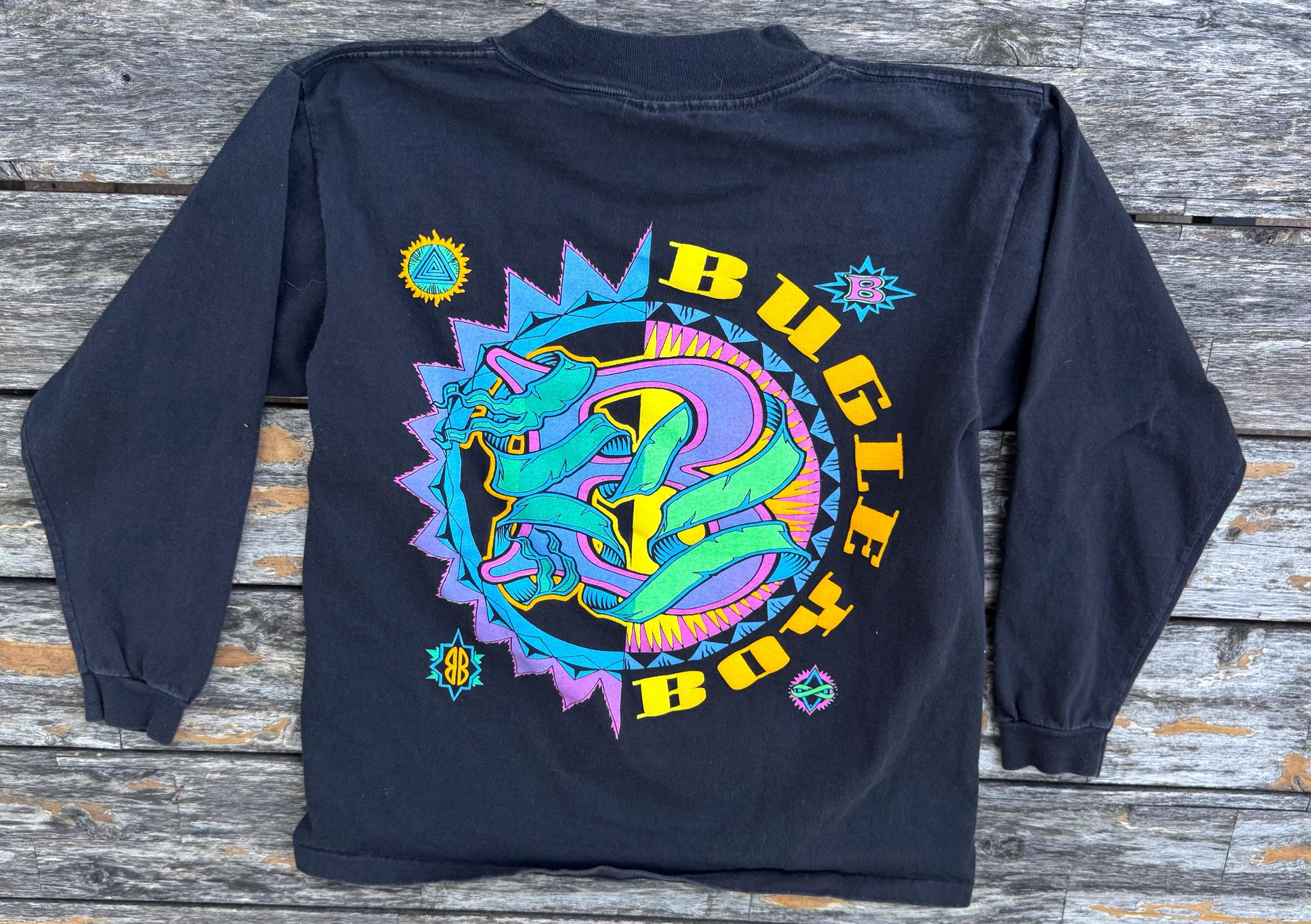 Youth 12/14 or Adult XS 1990s Bugle Boy Neon Graphic Long Sleeve