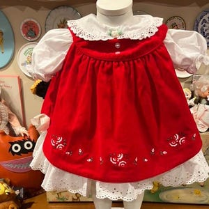 6-9 Months Red Velvet Apron Dress