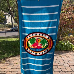 Vintage 80s Flamingo Beach Club Towel