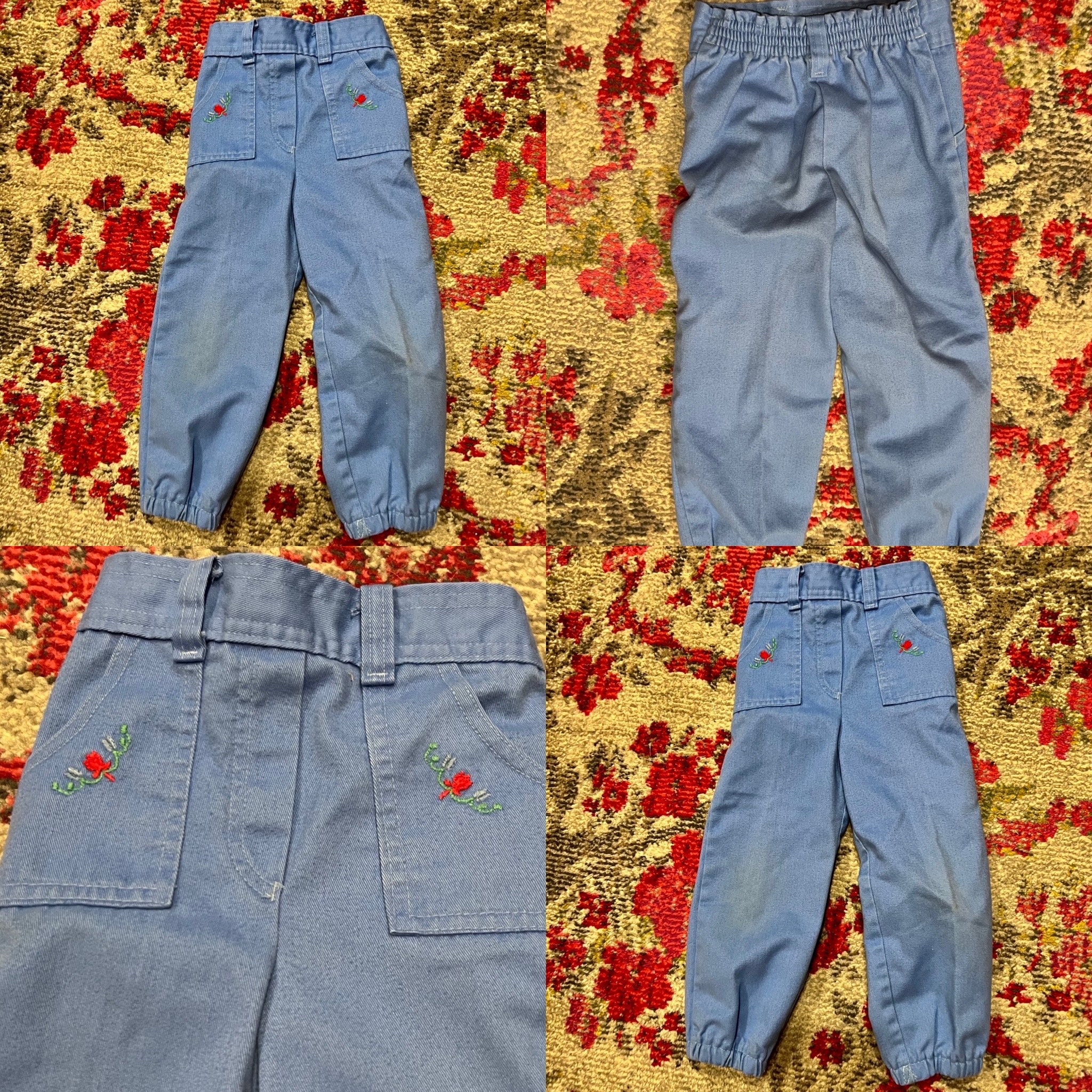 Turquoise Orange Kids Pants With Two Pockets 