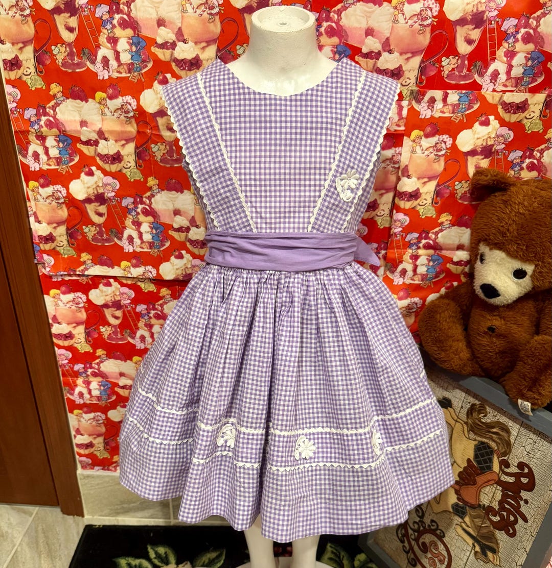 Vestido de cuadros vichy de los años 50 para niños de 5/6 años