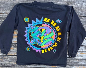 Youth 12/14 or Adult XS 1990s Bugle Boy Neon Graphic Long Sleeve