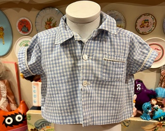 0-3 Months 1960’s Blue Gingham Button Down