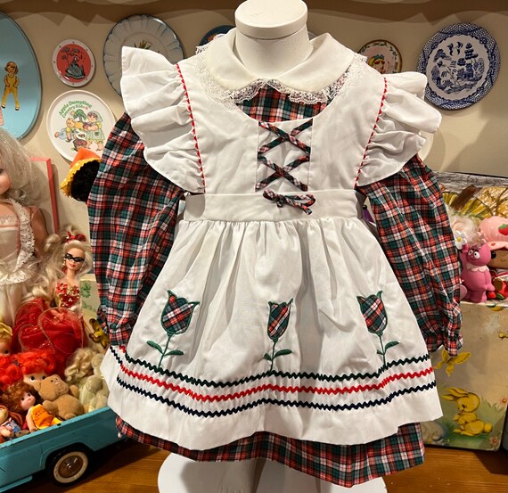 2T 1980’s Baby Togs Apron Dress - image 1