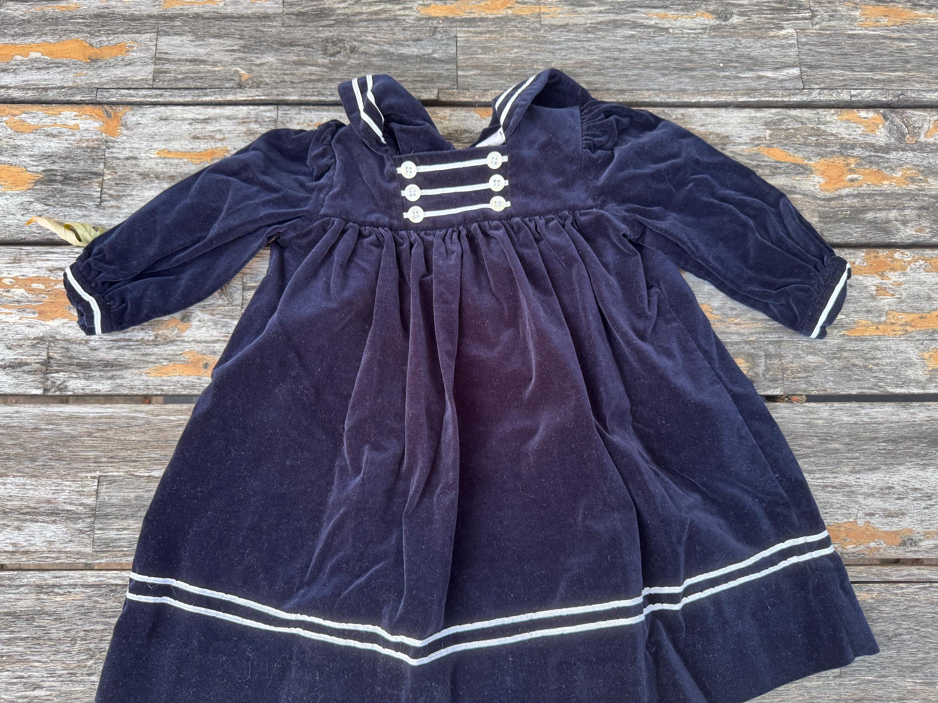 18～24ヶ月用 ブルーベルベット セーラードレス - Etsy 日本