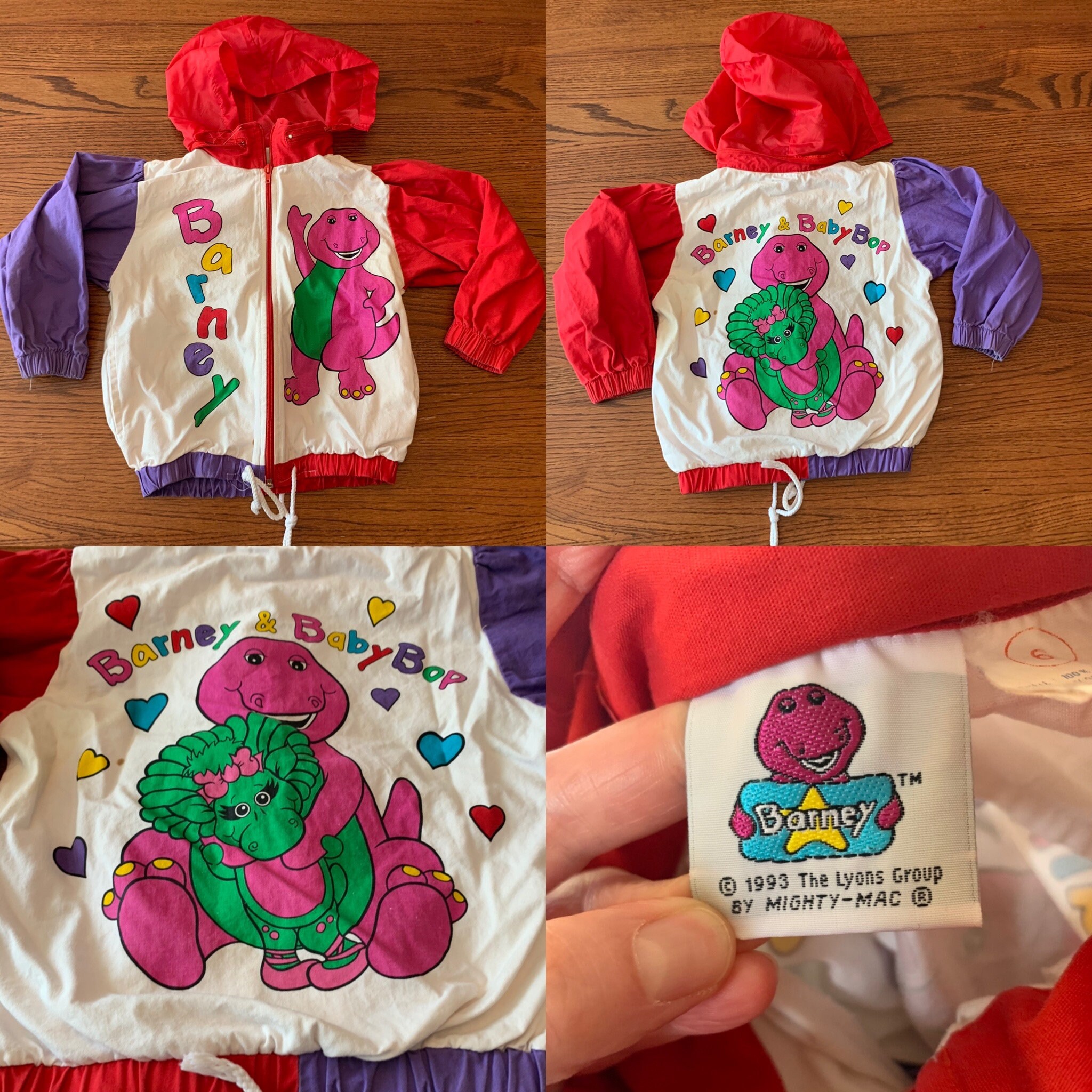 kidsvintage Barney ジャケット Vintage 1990s Kids Barney The Dinosaur Rain Coat Jacket 7 | eBay